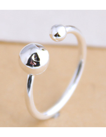 Fashion Silver Beaded Geometric Open Ring