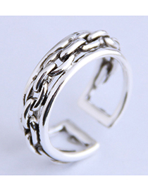 Fashion Silver Chain Geometric Openwork Ring