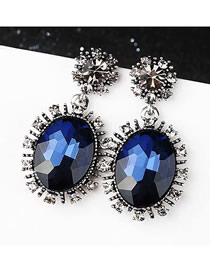 Fashion Royal Blue Geometrical-shaped Gem-set Snowflake Alloy Earrings