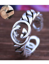 Fashion Silver Cross Cutout Geometric Open Ring