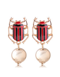 Fashion Red Beetle Earrings