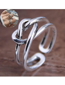Fashion Silver Cross Cutout Love Open Ring