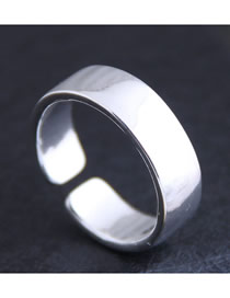 Fashion Silver Glossy Open Wide-breasted Ring