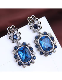 Fashion Royal Blue Hollow Alloy Gemstones Earrings