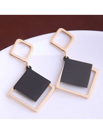 Fashion Golden Square Geometry Alloy Earrings
