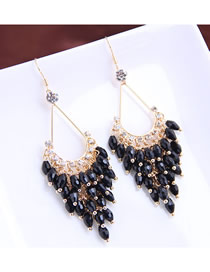 Fashion Black Handmade Drop-shaped Crystal Earrings