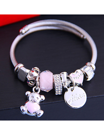 Fashion Pink Diamond Bangle Alloy Letter Bracelet