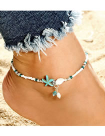 Fashion White Seashell Pearl Woven Rice Pearl Anklet