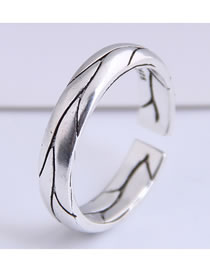 Fashion Silver Embossed Branch Open Ring