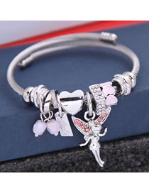 Fashion Pink Diamond-shaped Love Angel Geometric Alloy Bracelet