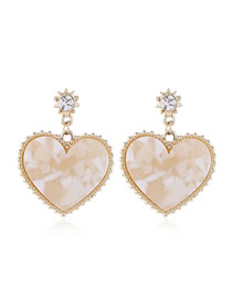 Fashion Golden Heart-shaped Diamond Resin Earrings