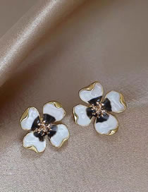 Fashion White Drop Oil Alloy Contrast Color Earrings