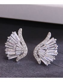 Fashion Silver Micro-set Zircon Angel Alloy Earrings