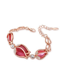 Fashion Red Tulip Opal Alloy Bracelet
