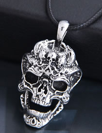 Fashion Silver Skull Alloy Mens Necklace