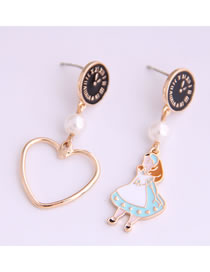 Fashion Black Asymmetrical Oil Drop Pearl Princess Alloy Earrings