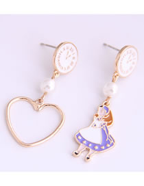 Fashion White Asymmetrical Oil Drop Pearl Princess Alloy Earrings