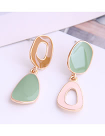 Fashion Green Contrast Geometric Drop-shaped Oil Drop Hollow Earrings