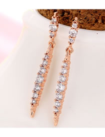 Fashion Rose Gold Drop-shaped Zircon Alloy Earrings