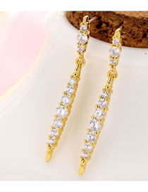 Fashion Golden Drop-shaped Zircon Alloy Earrings