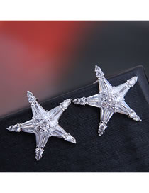 Fashion Silver Copper Micro-inserted Zircon Starfish Earrings