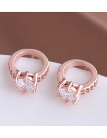 Fashion Rose Gold Diamond Alloy Ring Hoop Earrings