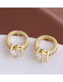 Fashion Golden Diamond Alloy Ring Hoop Earrings