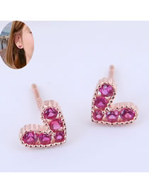 Fashion Purple Love Alloy Diamond Earrings