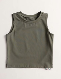 Fashion Army Green Quick-drying Sleeveless T-shirt With Slit On Sides