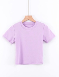 Fashion Purple Crew Neck Knit T-shirt