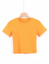 Fashion Orange Crew Neck Knit T-shirt