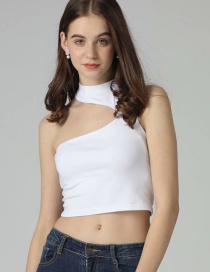 Fashion White Irregular Oblique Shoulder Wrap Chest Vest