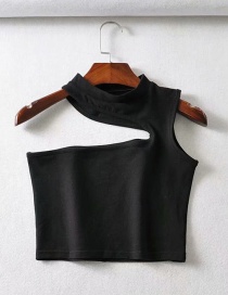 Fashion Black Irregular Oblique Shoulder Wrap Chest Vest