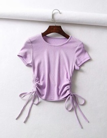 Fashion Purple Drawstring T-shirt