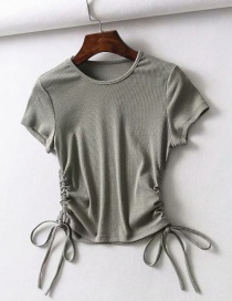 Fashion Army Green Drawstring T-shirt