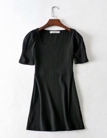 Fashion Black Pleated Pin-tuck Dress