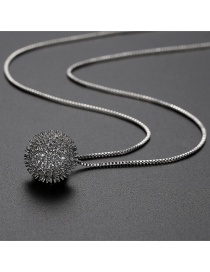 Fashion Platinum And White Zirconium Cubic Zircon Sunflower Necklace