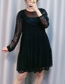Fashion Black Polka Dot Ruffle Dress