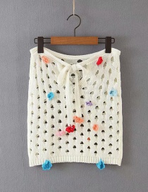 Fashion Off-white Crochet Cutout Skirt