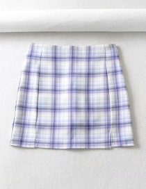 Fashion Blue Checked A-line Skirt