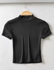 Fashion Black Small Turtleneck Slim-fit T-shirt