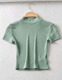 Fashion Green Small Turtleneck Slim-fit T-shirt