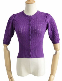Fashion Deep Purple Cutout Waist Sweater