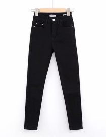 Fashion Black Washed Mid-rise Thin Denim Pencil Pants