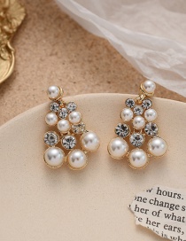 Fashion Golden Diamond Geometrical Alloy Pierced Earrings With Diamonds