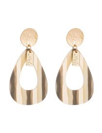 Fashion Brown Drop Shaped Acrylic Hollow Alloy Letter Earrings
