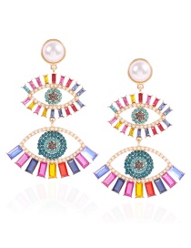 Fashion Color Alloy Pearl Stud Earrings With Diamonds
