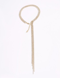 Fashion Golden Alloy Diamond Tassel Necklace