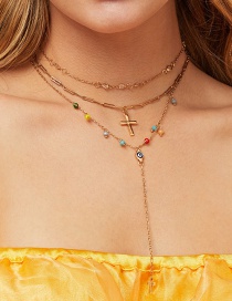 Fashion Golden Alloy Turquoise Resin Cross Necklace