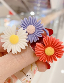 Fashion White Blue Red Resin Contrast Color Daisy Kids Rubber Band Set